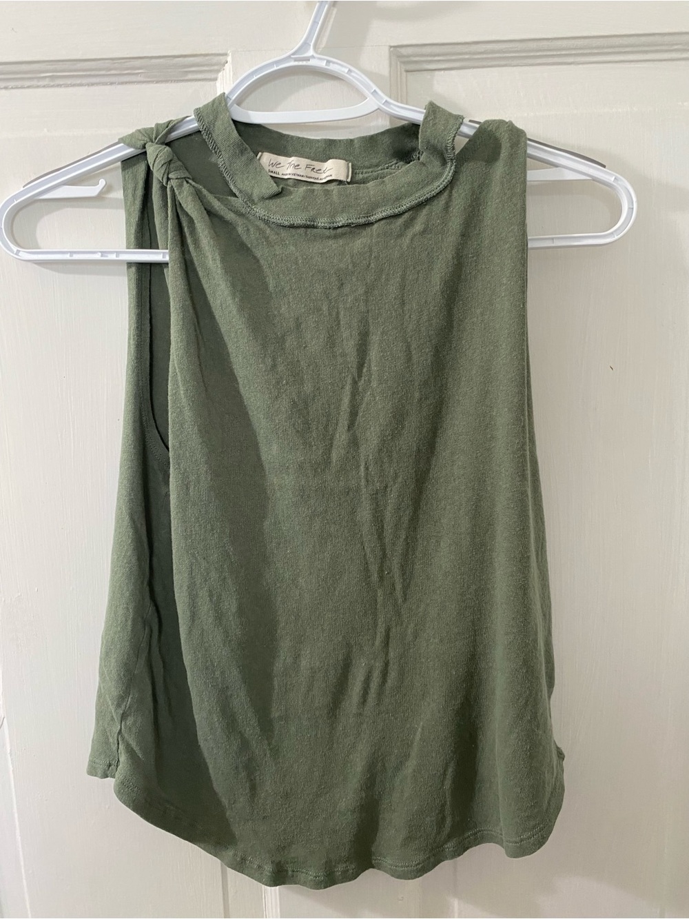 We The Free Olive Green Knot-Shoulder Tank